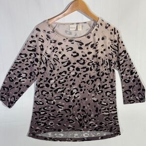 Chico's Animal Print 3/4 Sleeve Top